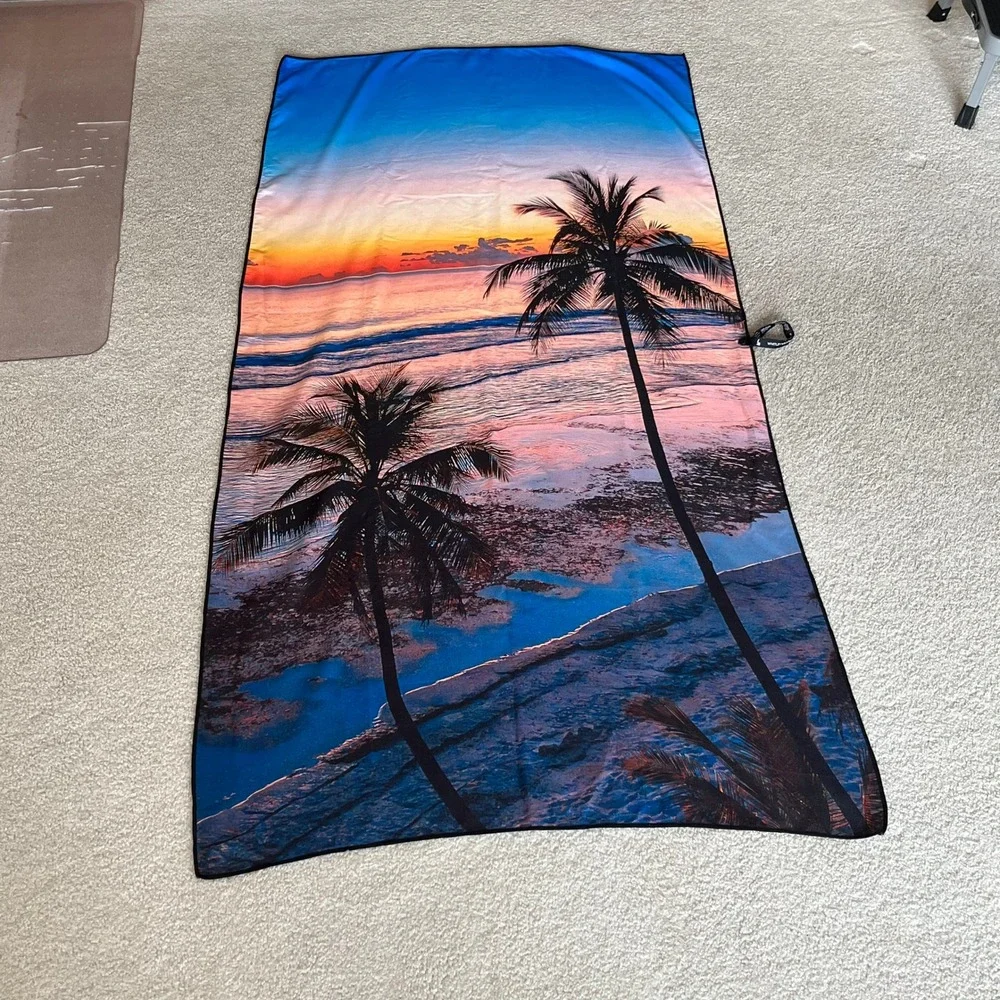 Whitley Willows Beach Towel Unisex 35x70 Blue Tropical Sunset Microfiber 159612S